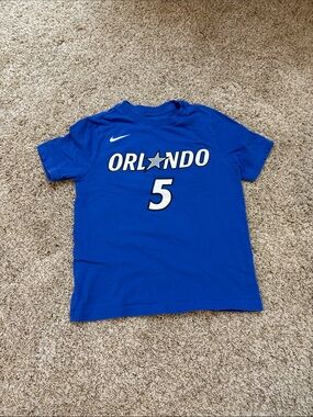 Nike Blue Orlando Kids Basketball Tee with White Number 5